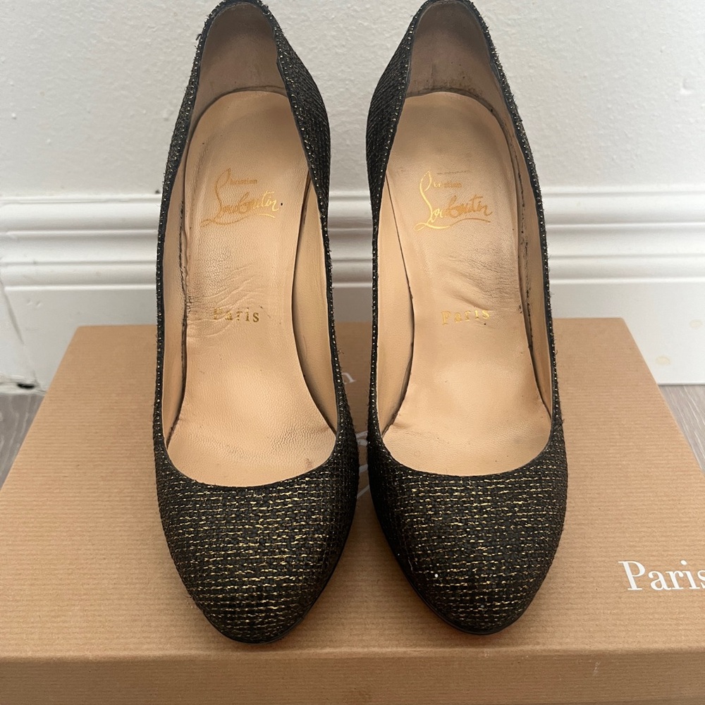 Christian Louboutin Black and Gold Women's Heels